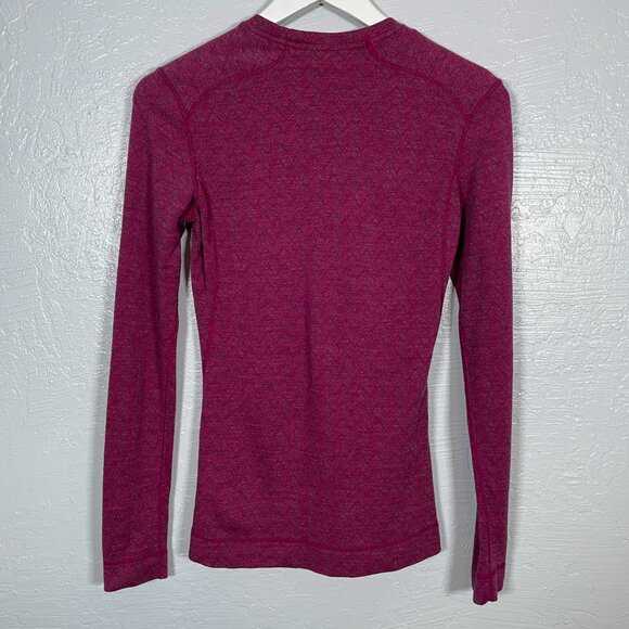 Smartwool Women M Pink Chevron Stripe Shirt Base Layer Merino Gorpcore Winter - Picture 4 of 8